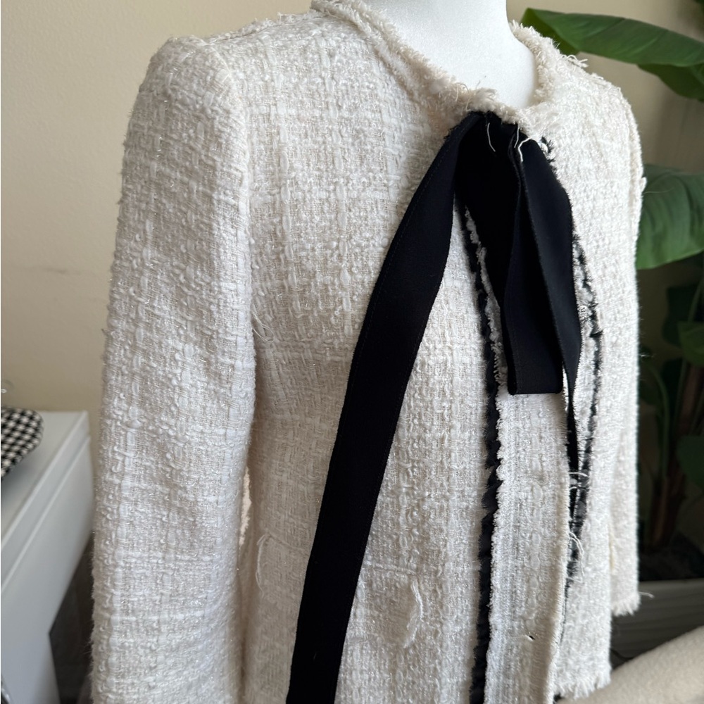 ZARA tweed white jacket XS